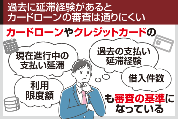 過去に延滞経験があるとカードローンの審査は通りにくい