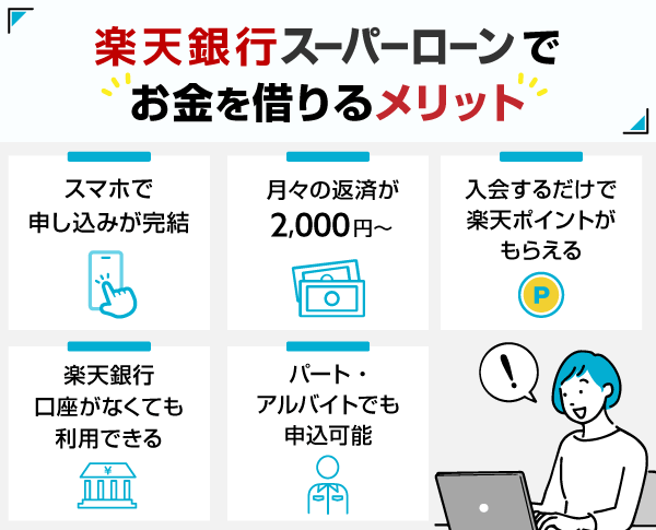 楽天銀行スーパーローンでお金を借りるメリット