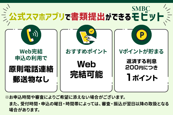 公式スマホアプリで書類提出ができるSMBCモビット