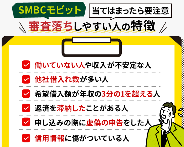 SMBCモビット審査落ちしやすい人の特徴