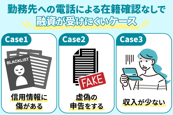 勤務先への電話による在籍確認なしで融資が受けにくいケース